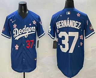 Mens Los Angeles Dodgers #37 Teoscar Hernandez Blue 2025 Tokyo Series Limited Jersey